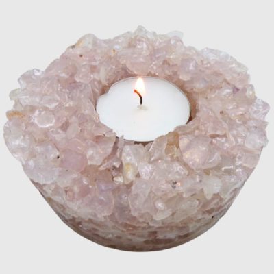 Rose Quartz Chip Tealight Holder - Image 2