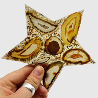 Natural Agate Slice Star On Metal Stand - Image 4