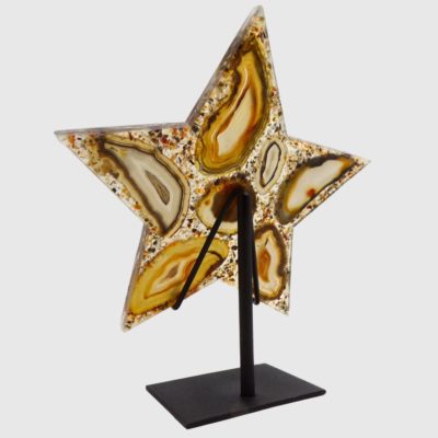 Natural Agate Slice Star On Metal Stand - Image 3
