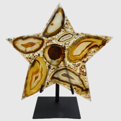 Natural Agate Slice Star On Metal Stand - Image 2