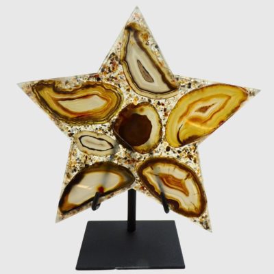 Wholesale Natural Agate Slice Star On Metal Base