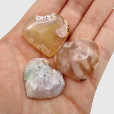 Mini Flower Agate Polished Hearts x 3 (35g) - Image 3