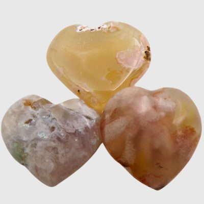 Mini Flower Agate Polished Hearts x 3 (35g) - Image 2