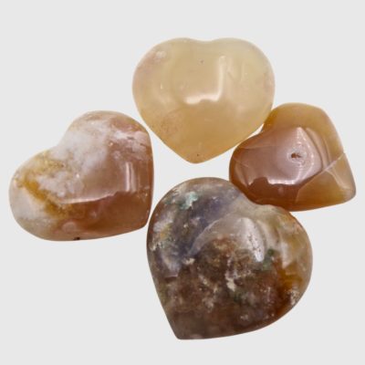 Mini Flower Agate Polished Hearts x 4 (75g) - Image 2