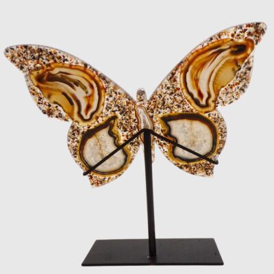 Natural Agate Slice Butterfly On Metal Stand - Image 2