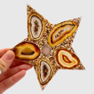 Natural Agate Slice Star On Metal Stand - Image 3