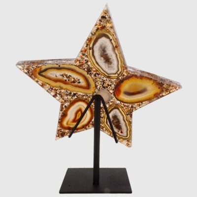 Natural Agate Slice Star On Metal Stand - Image 2