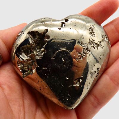 Peruvian Pyrite Heart (70mm x 65mm) - Image 3