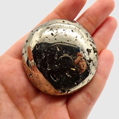 Peruvian Pyrite Palmstone (55mm x 55mm) - Image 3