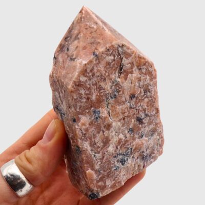 Peach Moonstone With Black Tourmaline Cut Base Point (110mm x 65mm) - Image 3