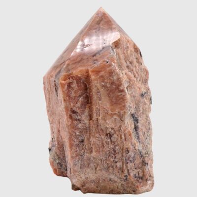Peach Moonstone With Black Tourmaline Cut Base Point (110mm x 65mm) - Image 2