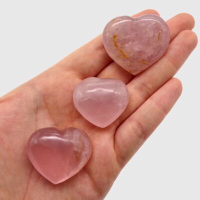 Madagascan Rose Quartz Hearts x 3 (75g) - Image 3