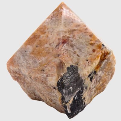 Peach Moonstone With Black Tourmaline Cut Base Point (60mm x 70mm) - Image 2