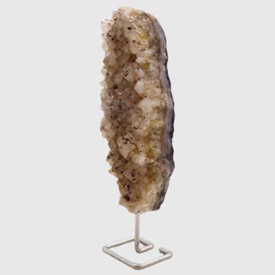 Snowy Citrine Druze On Metal Stand - Image 3